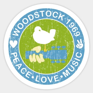 Woodstock 1969 Peace Love Music Sticker